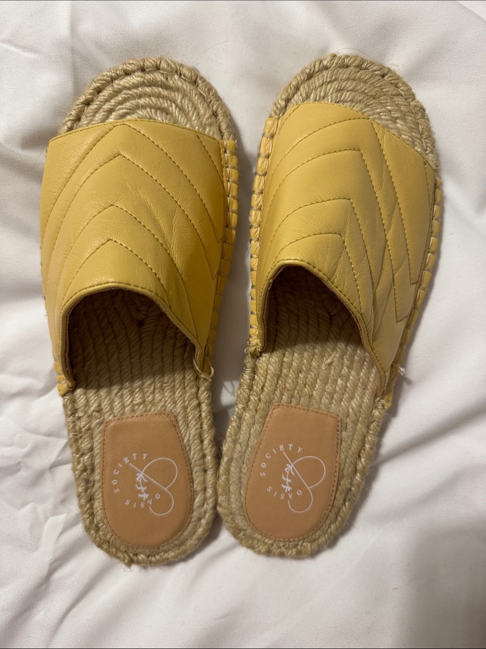 Oasis Society Yellow Quilted Espadrille Mules, size 10